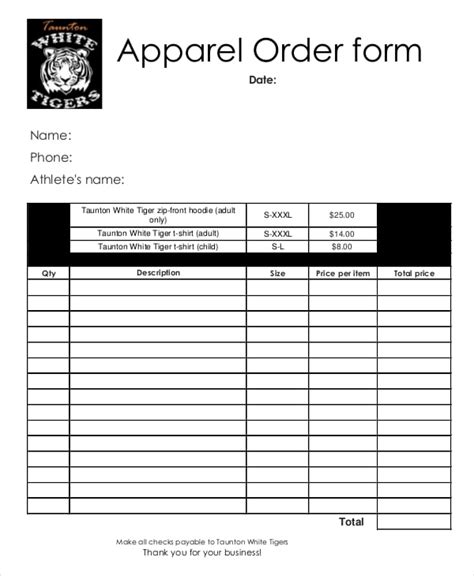 17+ Apparel Order Form Templates No.+ Free Word, PDF, Excel Format Download