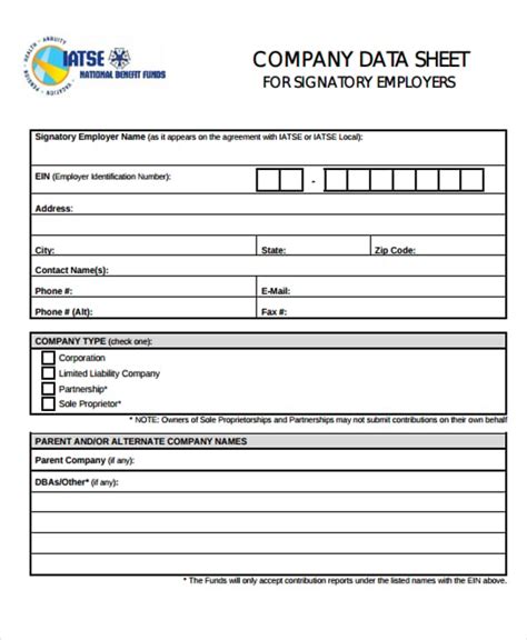 17+ Company Sheet Templates Free Sample, Example Format Download