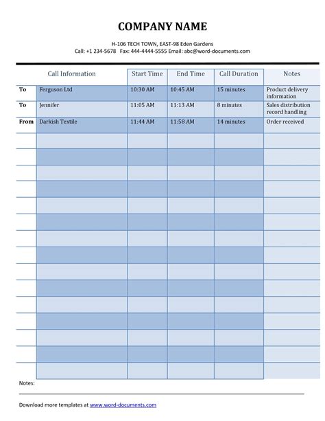 17+ Sales Call Log Template DocTemplates