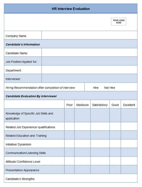 17+ Sample HR Evaluation Forms & Examples Word, PDF, PSD Employee