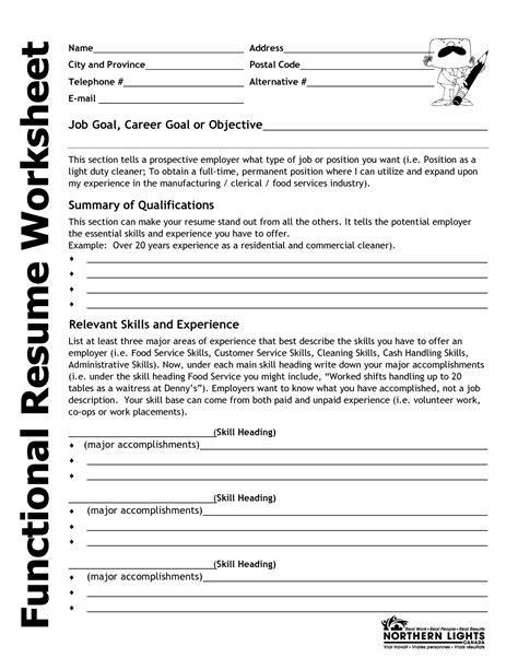 17 Best Images of Creating A Resume Worksheet Fill in Printable