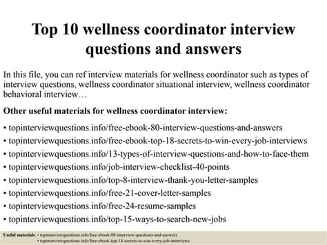 17 Corporate Wellness Coordinator Interview Questions and Answers