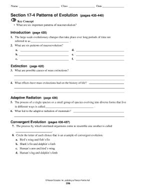 Read Online 17 4 Patterns Of Evolution Answer Key 