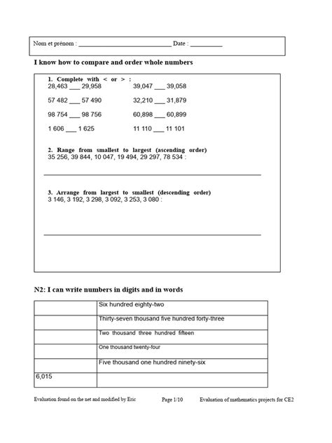 170 Evaluation Maths Ce2