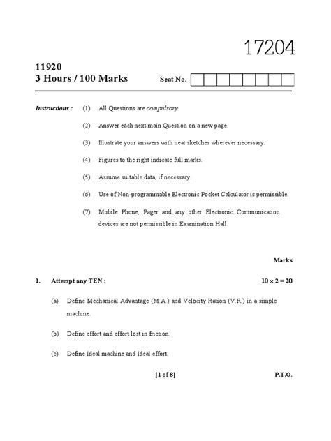 Read Online 17204 Sample Question Paper G Scheme 