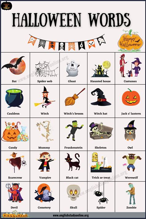 173 Halloween Words And Vocabulary For Kids To Adjectives To Describe Halloween - Adjectives To Describe Halloween
