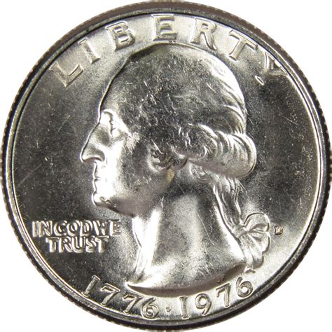 CoinTrackers.com estimates the value of a 1976 D Washington Quarter in average condition to be worth 25 cents, while one in mint state could be valued around $5.50. - Last updated: June, 14 2023 Year: 1976 Mint Mark: D Type: Quarter Dollar Price: 25 cents-$5.50+ Face Value: 0.25 USD Produced: 860,118,000 Edge: Reeded Notes: