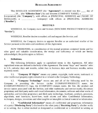 18+ Reseller Agreement Examples in PDF Google Docs MS Word Pages