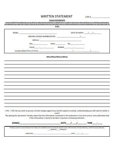 18+ Written Statement Templates in PDF DOC