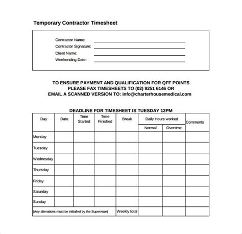 18 Contractor Timesheet Templates Docs Word Pages Free Premium Templates