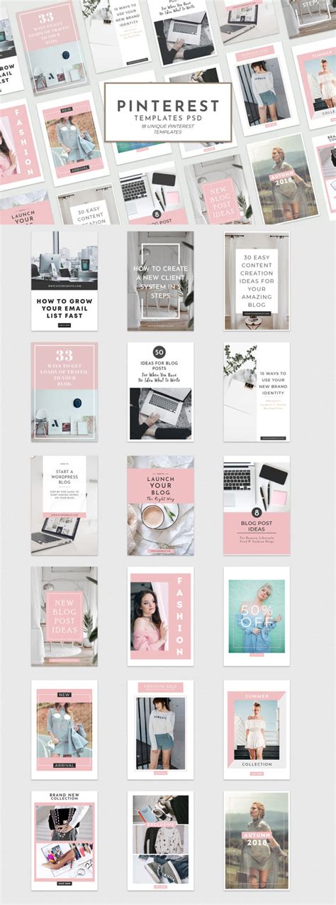 18 Free Unique Pinterest Pin Templates For Bloggers Psd Omahpsd