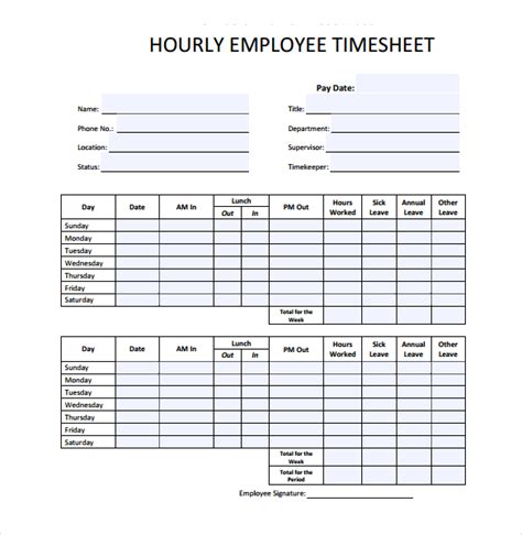 18 Hourly Timesheet Templates Free Sample Example Format Download Free Premium Templates