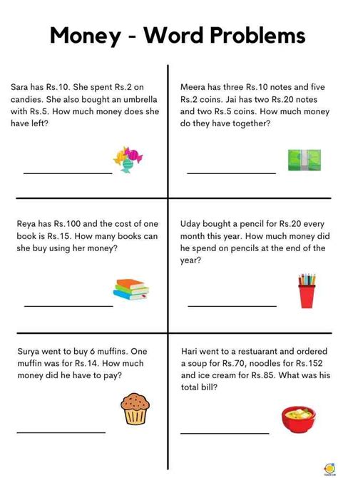 18 Interactive Money Word Problems 1st Grade Worksheets Money Worksheet For Grade 1 - Money Worksheet For Grade 1