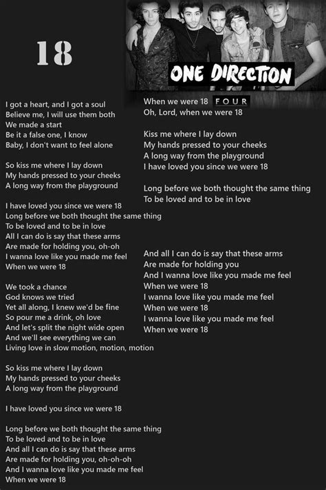 18 One Direction Lyrics