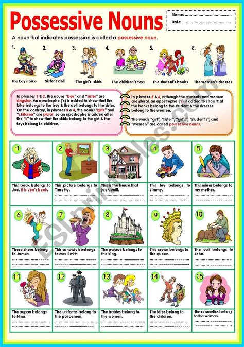18 Possessive Nouns English Esl Worksheets Pdf Amp Worksheet On Possessive Nouns - Worksheet On Possessive Nouns