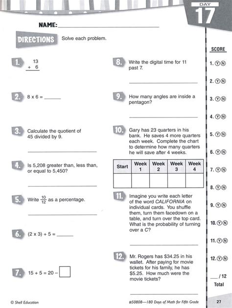180 Days Of Math 5th Grade