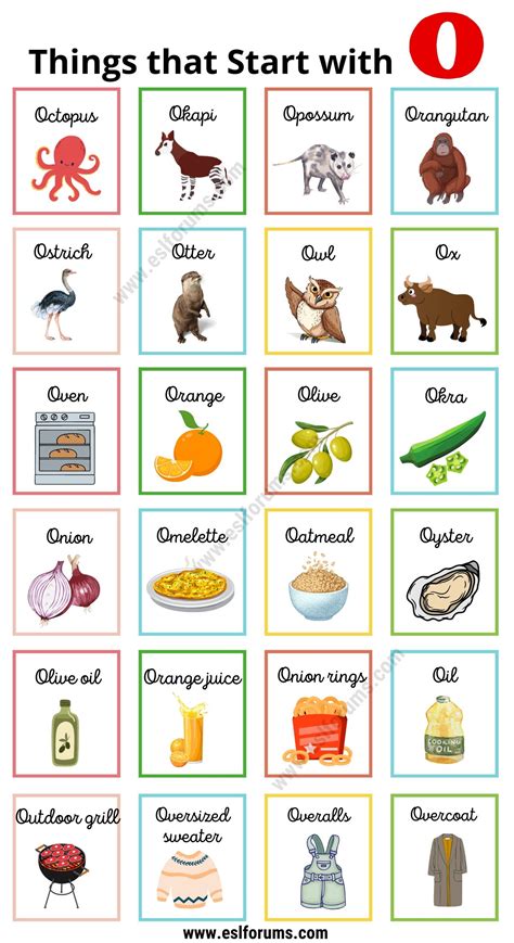 180 Nice Things That Start With O Esl Objects Start With Letter O - Objects Start With Letter O