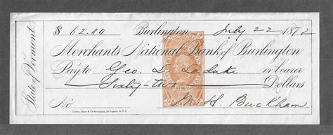 1872. Vermont. Woodstock National Bank. RN-E4 eBay