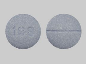 188 pill. Further information. Always consult your healthcare provider to ensure the information displayed on this page applies to your personal circumstances. Pill with imprint 188 is Blue, Round and has been identified as Carbidopa and Levodopa (Orally Disintegrating) 25 mg / 250 mg. It is supplied by Sun Pharmaceuticals. 