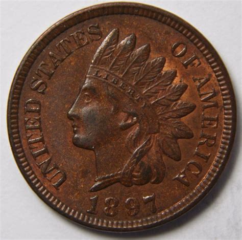 1897 indian head penny. The ultimate in grade are the "uncirculated" coins, ones that were never used. Highest in value due to its outstanding condition the choice uncirculated 1863 Indian penny pictured is easily worth over $150. Just below the value chart are images and descriptions to compare your coin, giving you an idea of its grade. 1863 Indian Head Penny Value. 