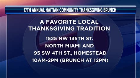 18th Annual Haitian Community Thanksgiving Brunch held at 2 South Florida locations