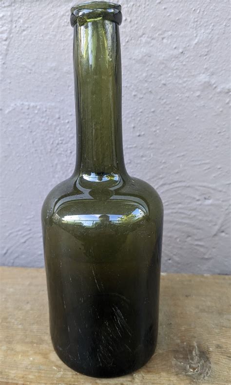 18th Century Black Glass Long Neck Dutch Porter Bottle Lady Leg ...