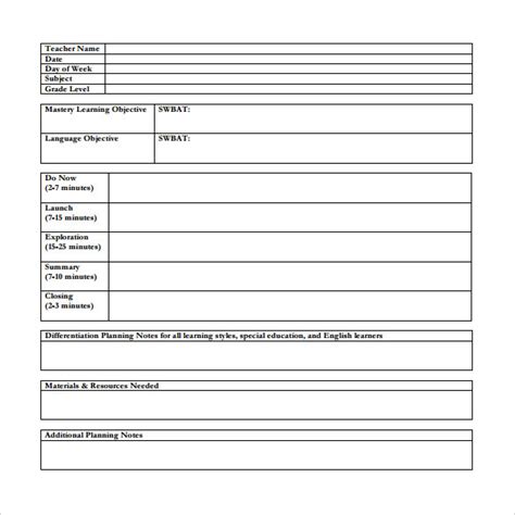 19+ Sample Teacher Lesson Plan Templates Sample Templates
