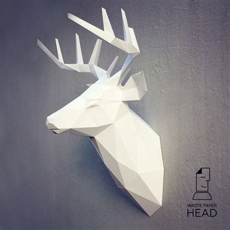 19 papercraft deer head 3 printable digital template Deer head
