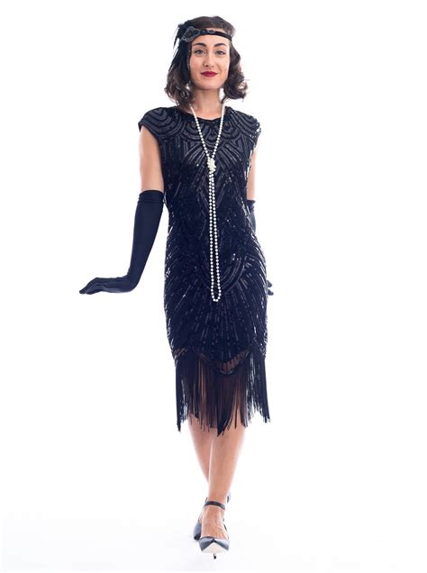 1920s Black Mable Flapper Dress - muktibox.com
