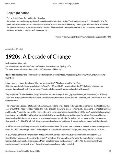 1920s: A Decade of Change NCpedia