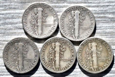 1937P Mercury dimes - some have AU details - 5 coins - eBay