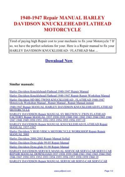 1940 1947 service manual harley davidson knucklehead flathead motorcycle. - Era una llama al viento ....