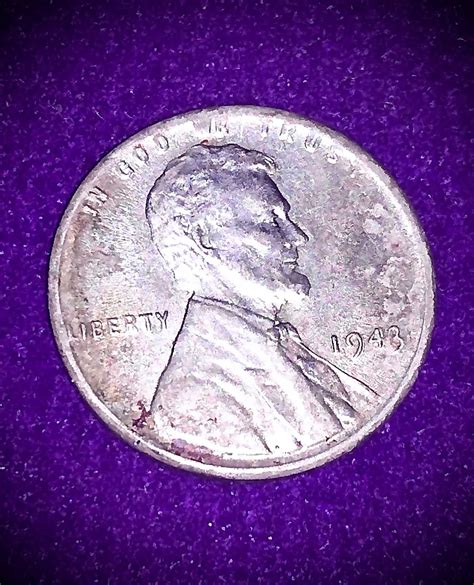 1943 steel wheat penny no mint mark $2,400.00 benbro_739