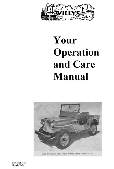 1945 1949 jeep cj 2a only repair shop manual reprint willys. - Manual de servicio de la excavadora cat 330 b.