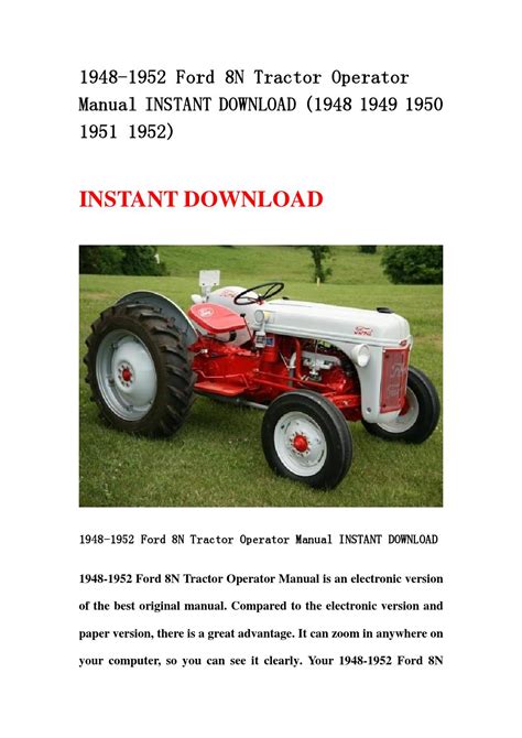 1948 1952 ford 8n tractor operator manual instant download 1948 1949 1950 1951 1952. - Urquiza en la colonia san josé.