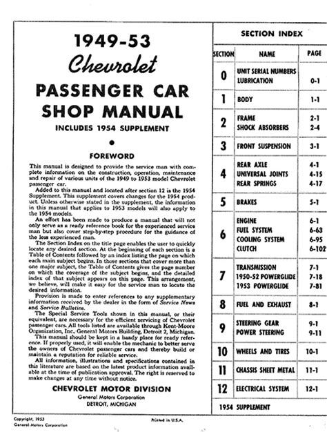 1949 1950 1951 1952 1953 1954 chevrolet car shop service repair manual with racing decal. - La renta basica como nuevo derecho ciudadano estructuras y procesos derecho.