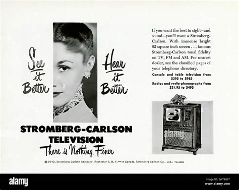 1949 STROMBERG-CARLSON TELEVISION Nothing Finer vintage art print ad …