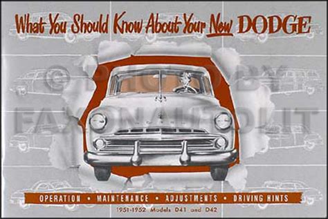 1951 1952 dodge car reprint owners manual. - Il manuale completo del ricamo estense.