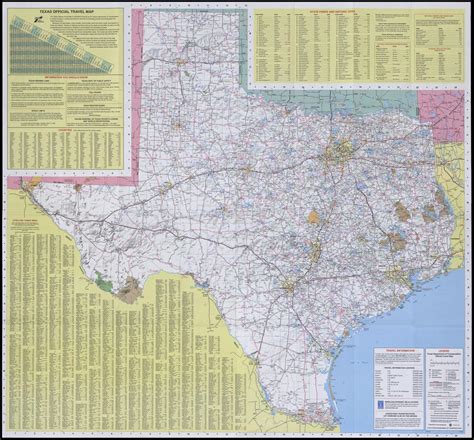 1953 Texas Official Highway Travel Map - Water Stain & Worn