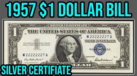 The Bureau of Engraving and Printing produced 5.3 billion $1 bills in 1957. Thanks to such high mintage, the 1957 silver certificate dollar bill value is often only a bit higher than its face value nowadays. These banknotes with a blue seal were significant as the first American paper money with the motto IN GOD WE TRUST on the back page.. 