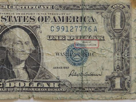 1957 A $1 One Dollar Bill Blue Seal Silver Certificat