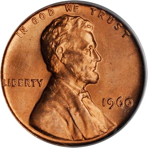 Coin Value Chart: Typical Coin Prices, Values and Worth in USD based on Grade/Condition. USA Coin Book Estimated Value of 1960 Lincoln Memorial Penny (Large Date Variety) is Worth $0.23 to $1.16 or more in Uncirculated (MS+) Mint Condition. Proof coins can be worth $2.33 or more.. 
