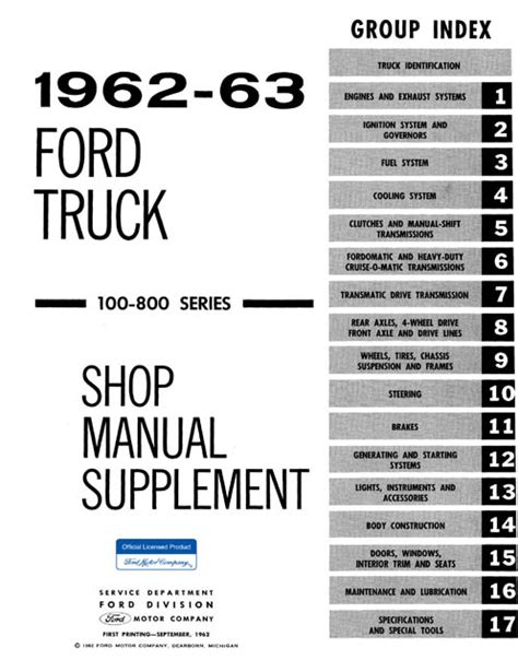 Read Online 1961 1962 1963 Ford Truck Pickup Factory Repair Shop Service Manual Includes F 100 F 250 F 350 F 500 F 600 F 700 F 750 F 800 B 500 Through B 750 C 550 Through C 800 P 350 