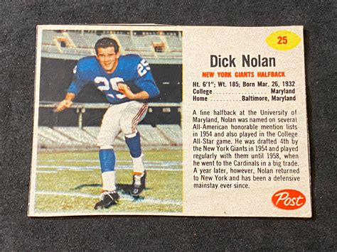 1962 DICK NOLAN #25 Post Cereal Football SP eBay