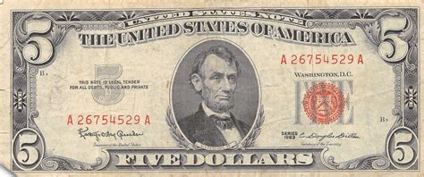 Two types of $5 bill were printed as part of the 1963 series - fam