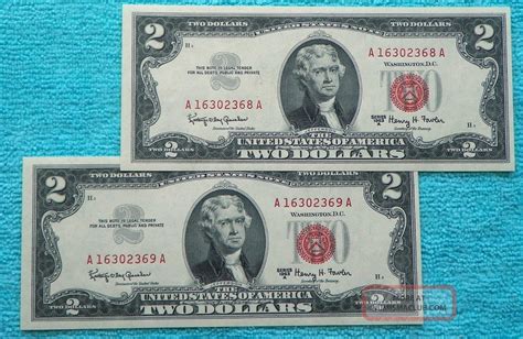 1963 TWO DOLLAR Bill Red Seal Bank Note $2 Jefferson ~ CRISP ~ About Unc ~ AU. $13.98. Free shipping. Lot Of 13 $2 Dollar BillS Red Seal and Green. Years 1953, 1963, 1976.. 1963 dollar20 bill