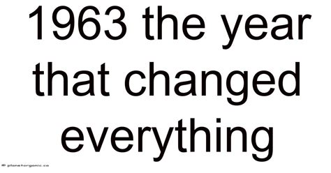 1963 The Year That Changed Everything Summary