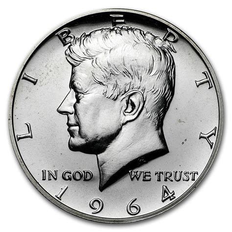 In 1964 Kennedy half dollars were made from 90% silver and 10% copper. Half dollars made from 1965 through 1970 are composed of two outer layers containing 80% silver and 20% copper with an inner core of 20.9% silver and 79.1% copper (net composition: 40% silver and 60% copper). Coins minted in 1971 and beyond have outer layers composed of 75% ...