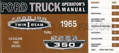 1965 ford f100 f250 f350 pickup truck owners manual reprint. - Ford transit repair manual slave cylinder.