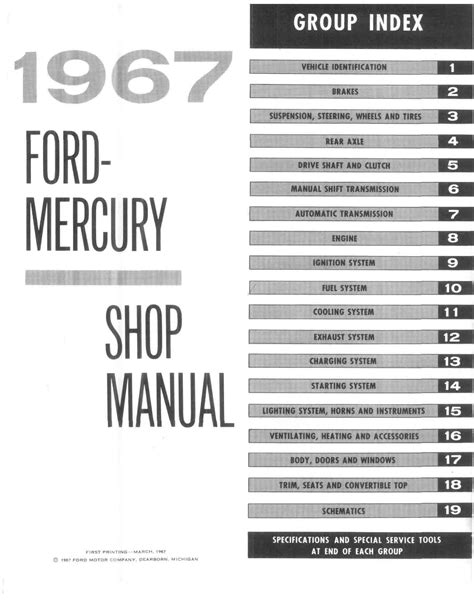 1967 ford and mercury factory shop manual. - Manual of visual signaling of u s signal corps by d j carr.